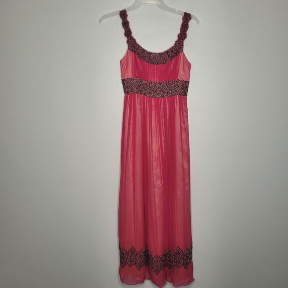 Adrianna Papell pink peach silk beaded y2k prom special occasion dress size 2 - Picture 1 of 9
